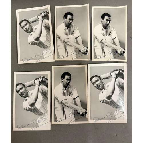 435D - A selection of postcards signed by cricketing legend Denis Compton