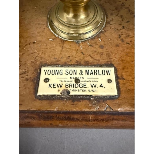 438 - A set of brass shop scales by Young Son and Marlow of Westminster