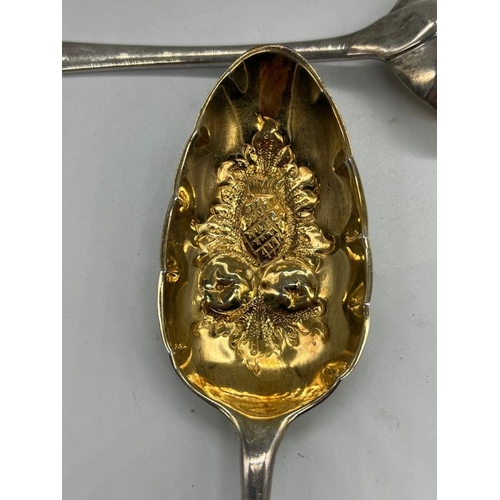 502 - A pair of George III berry spoons by Samuel Godbehere & Edward Wigan, hallmarked for London 1798, ap... 