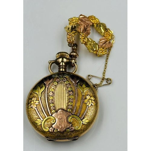 651 - A gold plated Elgin hunter style fob watch with a white and roman numerals, gold plated case with go... 