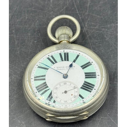 669 - A J Favre-Fallet Railway Regulator pocket watch