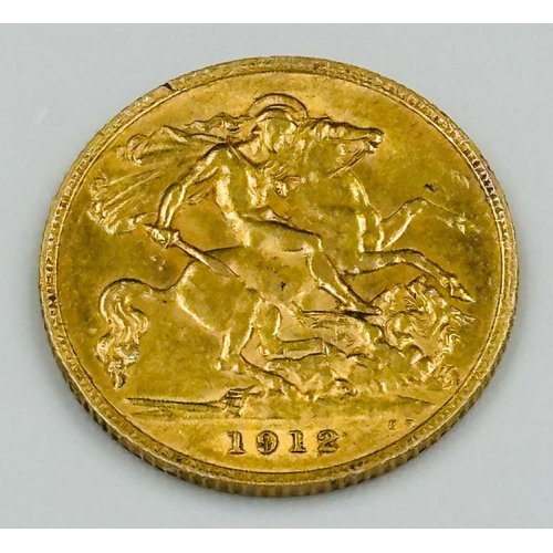 680 - A 1912 half sovereign gold coin.