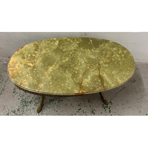 75 - Brass and onyx coffee table (100cm x 56cm x 47cm)