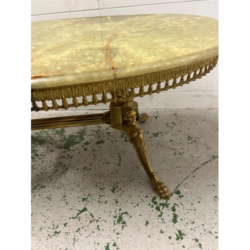 75 - Brass and onyx coffee table (100cm x 56cm x 47cm)