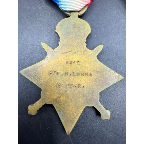 759 - A WWI 1914/15 Star and War Medal 8412 PTE H Long Norf.R