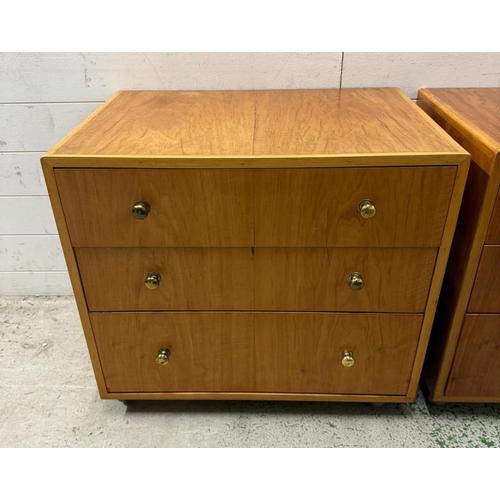 78 - Two Mid Century bedsides consisting of three drawers (H64cm W70cm D47cm)