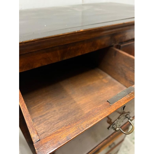 9 - George II style chest on chest, moulded cornice the upper part with two short drawers over three lon... 