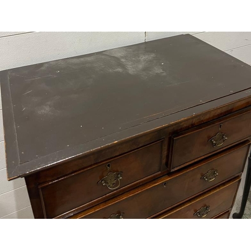 9 - George II style chest on chest, moulded cornice the upper part with two short drawers over three lon... 