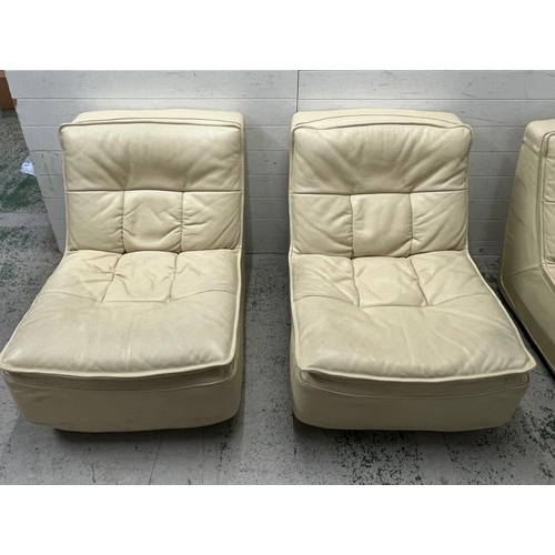 90 - Three modular Mid Century leather lounge chairs