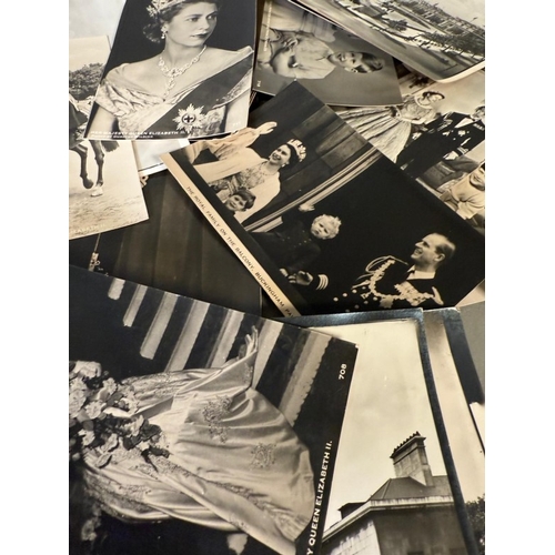 370 - A selection of British Royal family photo postcards and pictures along with London scenes.