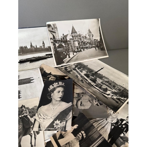 370 - A selection of British Royal family photo postcards and pictures along with London scenes.