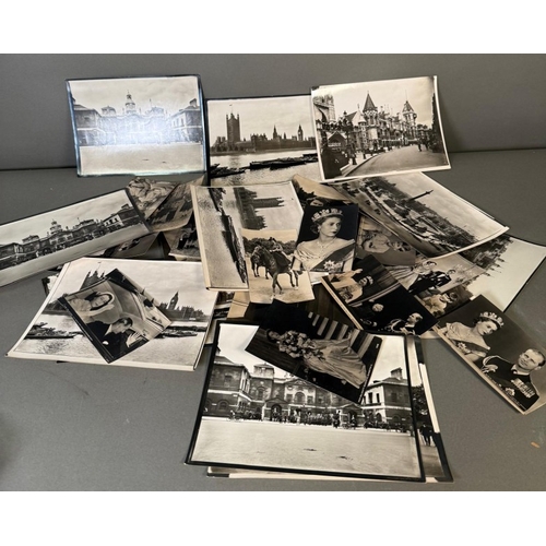 370 - A selection of British Royal family photo postcards and pictures along with London scenes.
