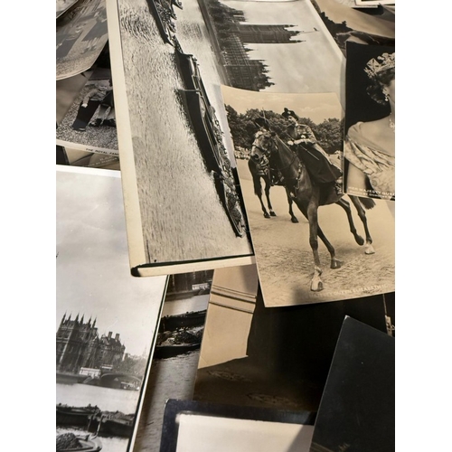 370 - A selection of British Royal family photo postcards and pictures along with London scenes.