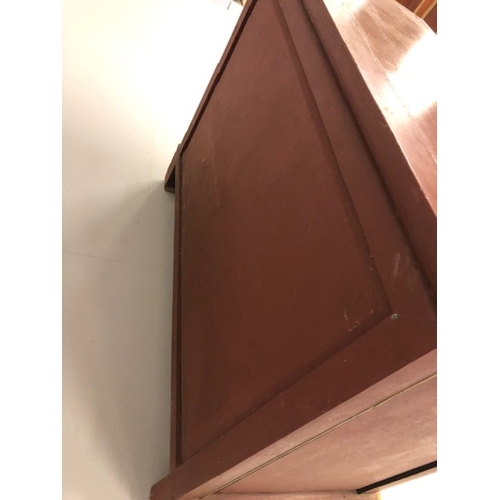 42 - Chinese wedding cabinet of red and gold lacquer, the front panels and doors profusely carved in pier... 