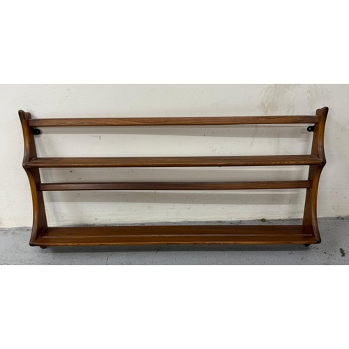 143 - An Ercol two tier wall hanging plate rack 87cm x 51cm