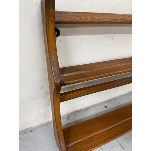 143 - An Ercol two tier wall hanging plate rack 87cm x 51cm