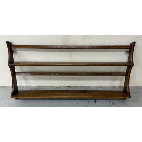 144 - An Ercol two tier wall hanging plate rack 87cm x 51cm