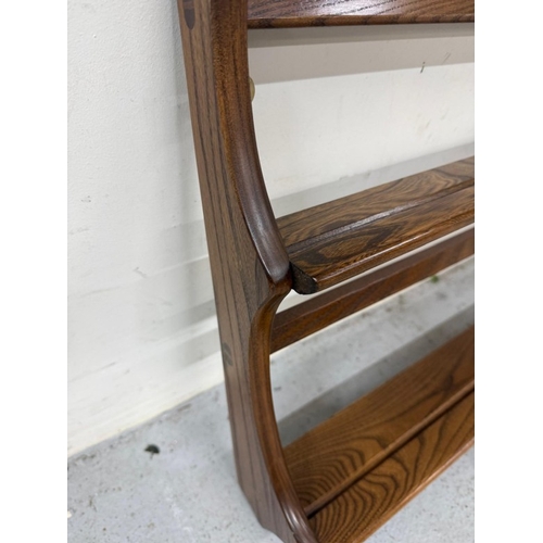144 - An Ercol two tier wall hanging plate rack 87cm x 51cm