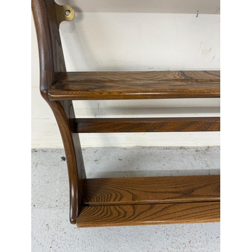 144 - An Ercol two tier wall hanging plate rack 87cm x 51cm