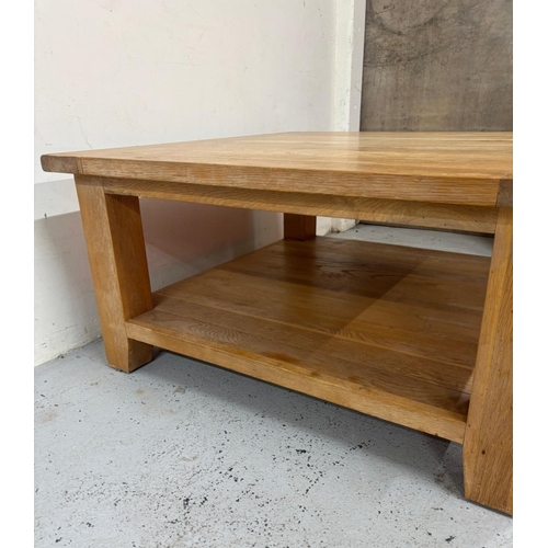 174 - A light oak square coffee table shelf under H150cm SQ100cm
