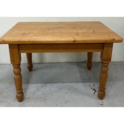 26 - Pine farmhouse table with drawer to centre and chairs (122cm x 82cm x 78cm)