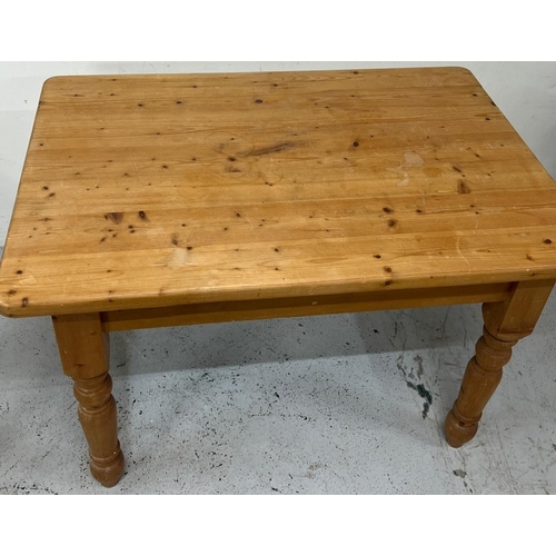 26 - Pine farmhouse table with drawer to centre and chairs (122cm x 82cm x 78cm)