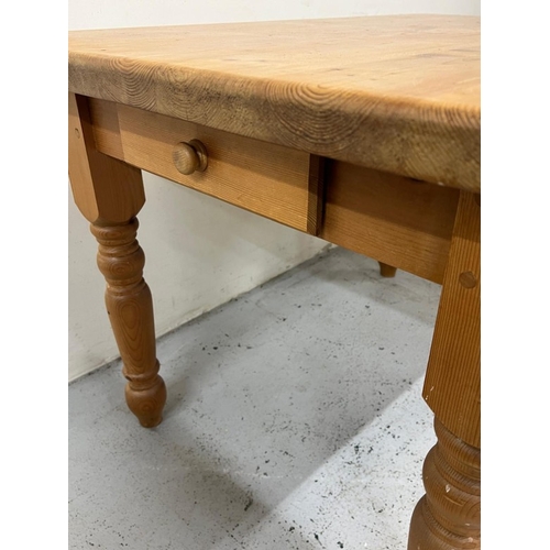 26 - Pine farmhouse table with drawer to centre and chairs (122cm x 82cm x 78cm)