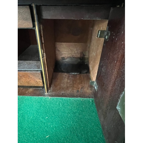 34 - Secretaire chest of drawers, the large top drawer drops down to a fitted interior and string inlay H... 