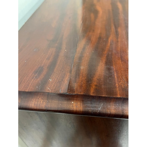 38 - Victorian flame mahogany chest of drawers on turned legs H115cm W110cm D59cm