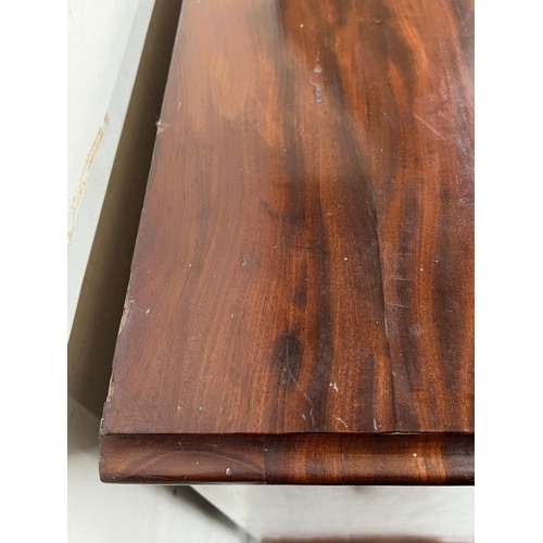 38 - Victorian flame mahogany chest of drawers on turned legs H115cm W110cm D59cm