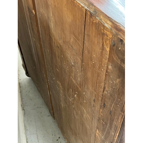 38 - Victorian flame mahogany chest of drawers on turned legs H115cm W110cm D59cm