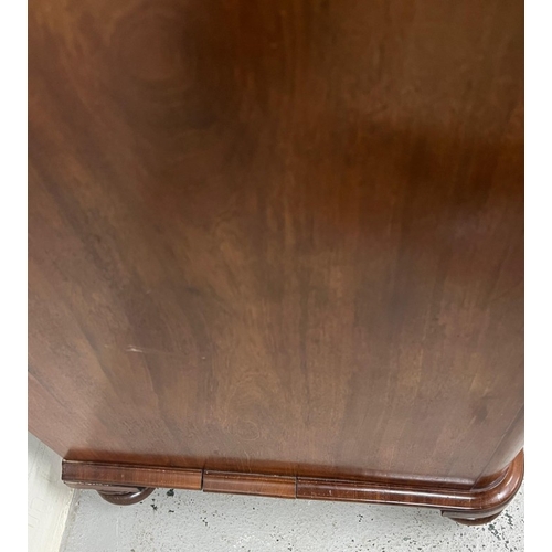 38 - Victorian flame mahogany chest of drawers on turned legs H115cm W110cm D59cm