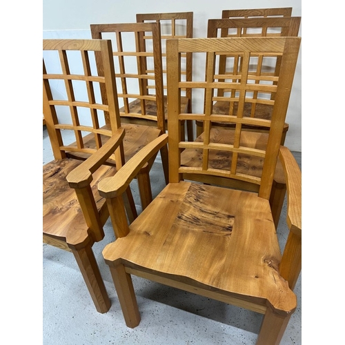 9 - A set of six Stewart Linford dining chairs with lattice backs moulded seats