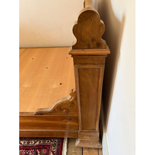 182 - English pine sleigh bed with headboard and footboard