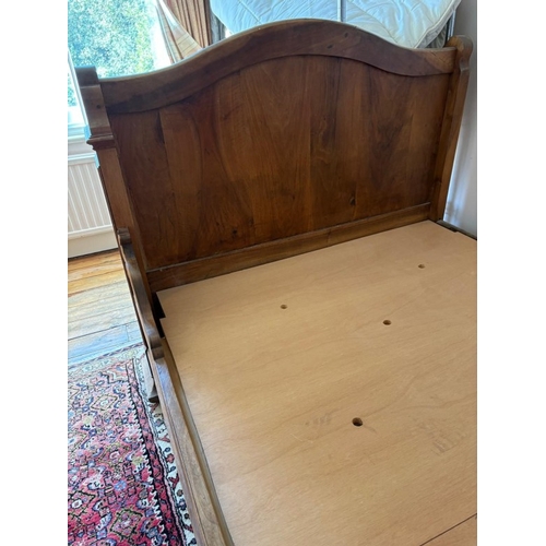 182 - English pine sleigh bed with headboard and footboard