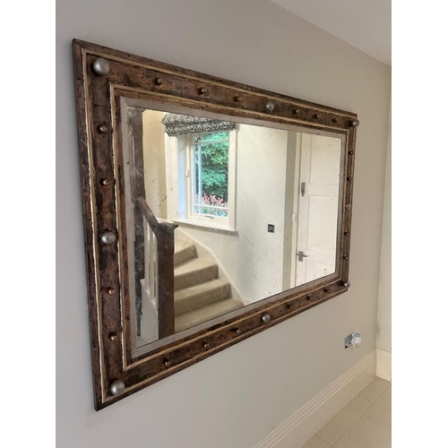 195 - Wall mirror with wooden frame and decorative balls 120cm x 180cm
