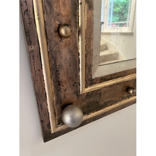 195 - Wall mirror with wooden frame and decorative balls 120cm x 180cm
