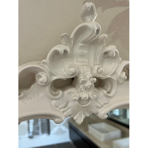 197 - Rocco style white wall mirror 97cm x 66cm
