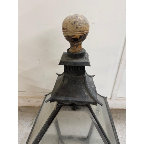 202 - A large Victorian-style glazed street lantern H89cm