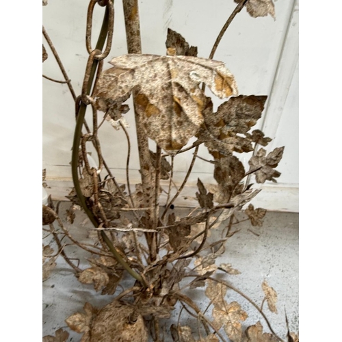 203 - A six arm decorative chandelier with a leaf theme. AF Height 84cm