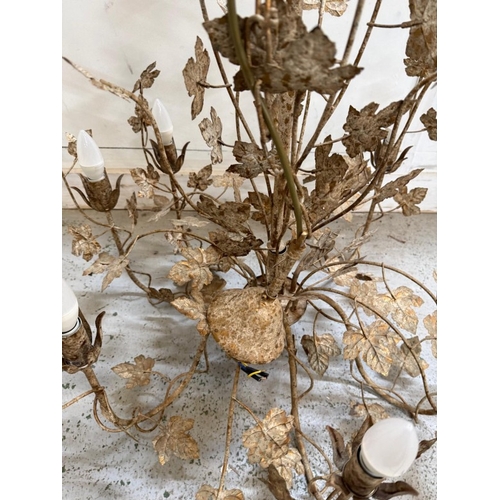 203 - A six arm decorative chandelier with a leaf theme. AF Height 84cm