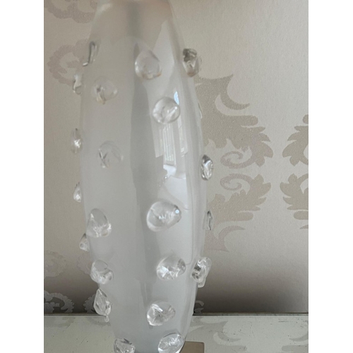 210 - A pair of Italian glass bubble lamps with a chrome square base and a beige rectangular shade H75cm