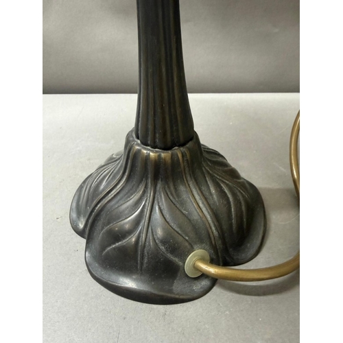 213 - An Art Nouveau style Mushroom table lamp with opaque white glass shade