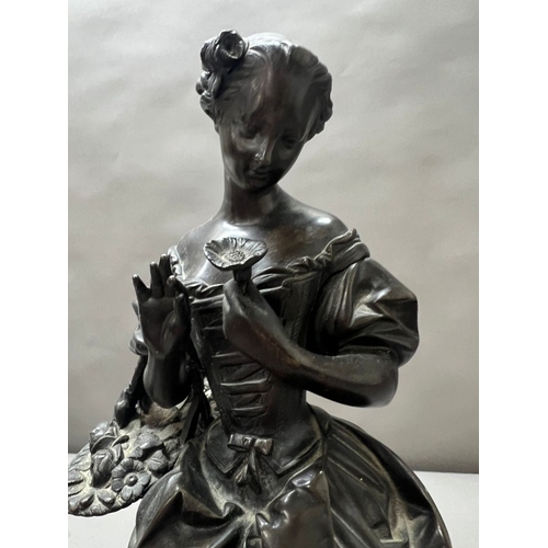 238 - 19th Century Bronzes of a courting couple, on plinths 45cm approximate height