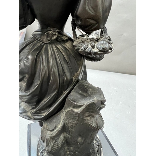 238 - 19th Century Bronzes of a courting couple, on plinths 45cm approximate height
