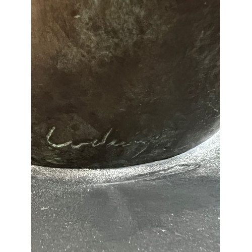 241 - Bronze sculpture of a woman by Daniel Ludwig with square plinth base H108cm SQ45cm