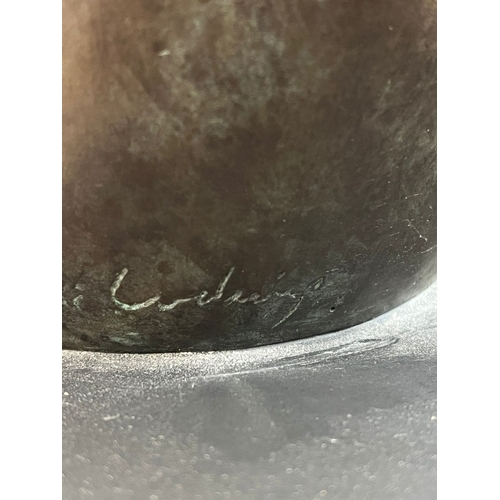 241 - Bronze sculpture of a woman by Daniel Ludwig with square plinth base H108cm SQ45cm