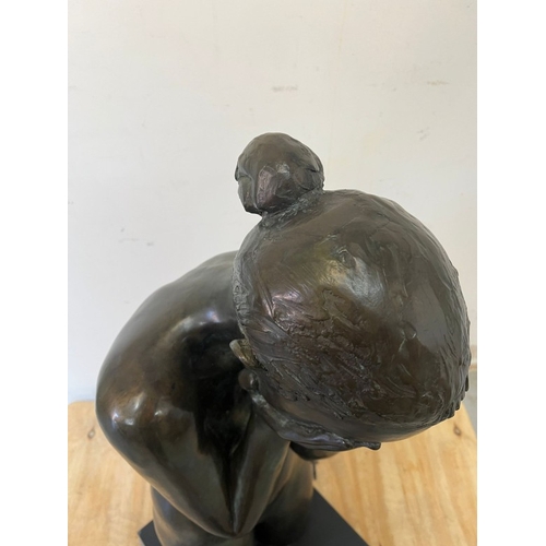 241 - Bronze sculpture of a woman by Daniel Ludwig with square plinth base H108cm SQ45cm