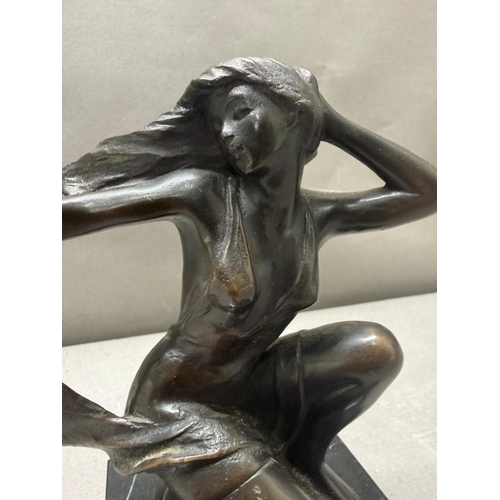 243 - Art Deco style Bronze 'Lilianne' signed Pila Francesch, approximate height 15.5cm on marble plinth.