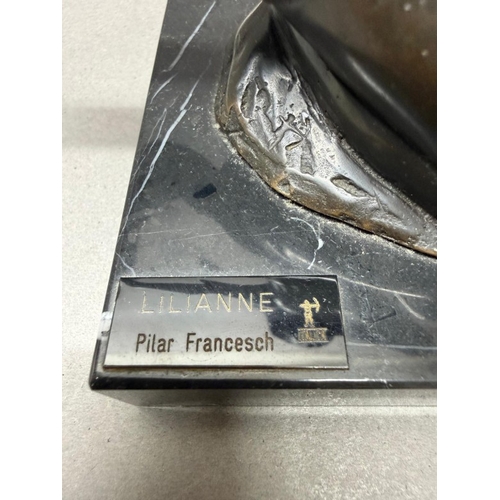 243 - Art Deco style Bronze 'Lilianne' signed Pila Francesch, approximate height 15.5cm on marble plinth.